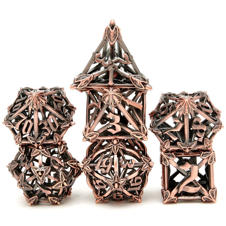 New Hot Sale d&d Polyhedron 7-eyed Monster Hollow Dice Dungeons and Dragons Custom metal rpg dnd Dice set sharp dice