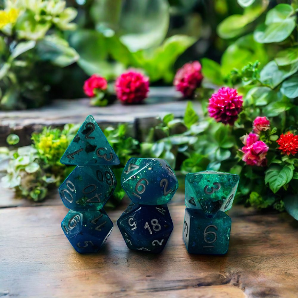 Custom Size 16Mm Square D&D Dice Set 7Pcs Polyhedral Resin Dice For Dungeons Dragons Color-Coded With Numbers