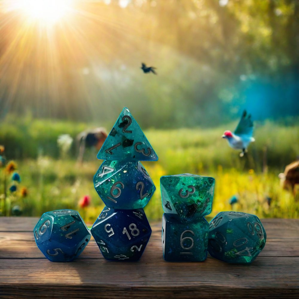 Custom Size 16Mm Square D&D Dice Set 7Pcs Polyhedral Resin Dice For Dungeons Dragons Color-Coded With Numbers