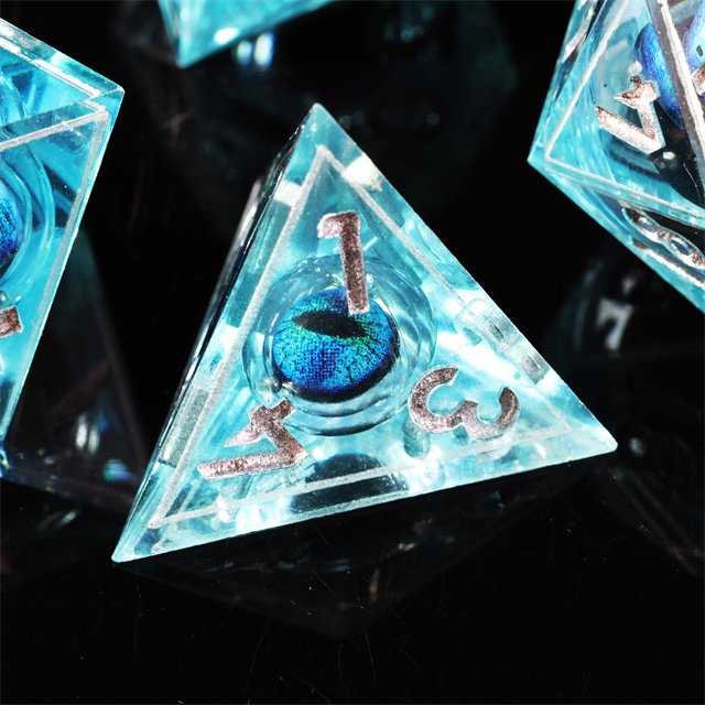 MINI PLANET Handmade Resin Polyhedral Dice Set Dragon Eye Dragon Dungeon DND Liquid Core with Sharp Edge for Board Game RPG