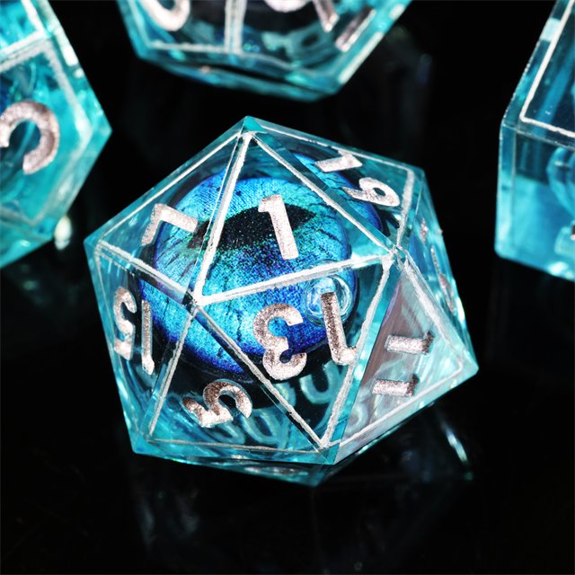MINI PLANET Handmade Resin Polyhedral Dice Set Dragon Eye Dragon Dungeon DND Liquid Core with Sharp Edge for Board Game RPG