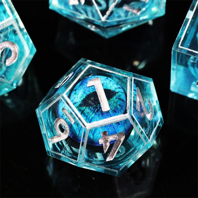 MINI PLANET Handmade Resin Polyhedral Dice Set Dragon Eye Dragon Dungeon DND Liquid Core with Sharp Edge for Board Game RPG