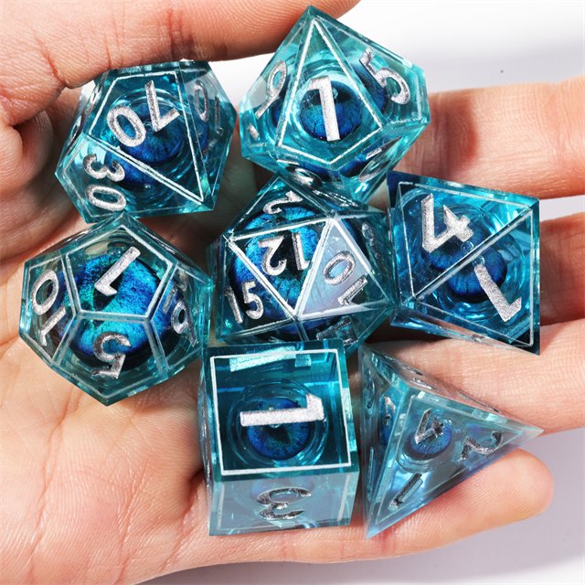 MINI PLANET Handmade Resin Polyhedral Dice Set Dragon Eye Dragon Dungeon DND Liquid Core with Sharp Edge for Board Game RPG