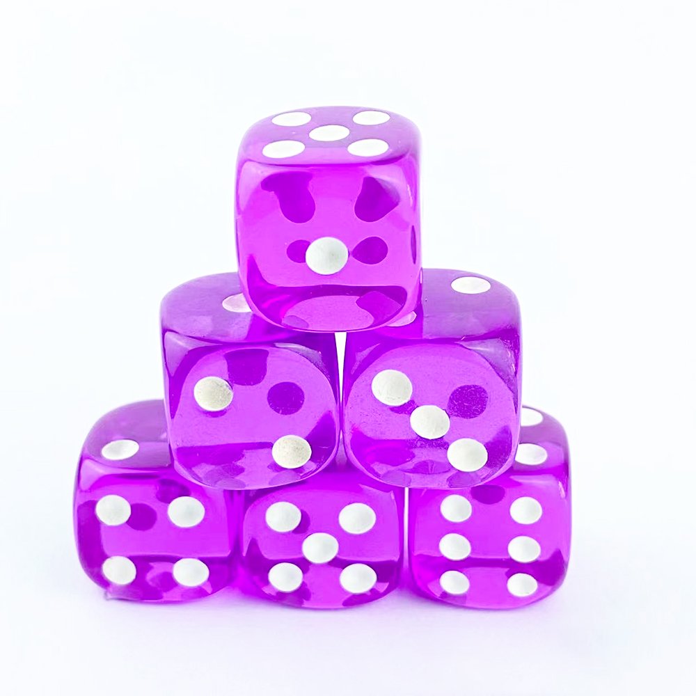 New D6 16mm Rounded Corners Custom Dice Transparent Color Acrylic Dice Game Board Game