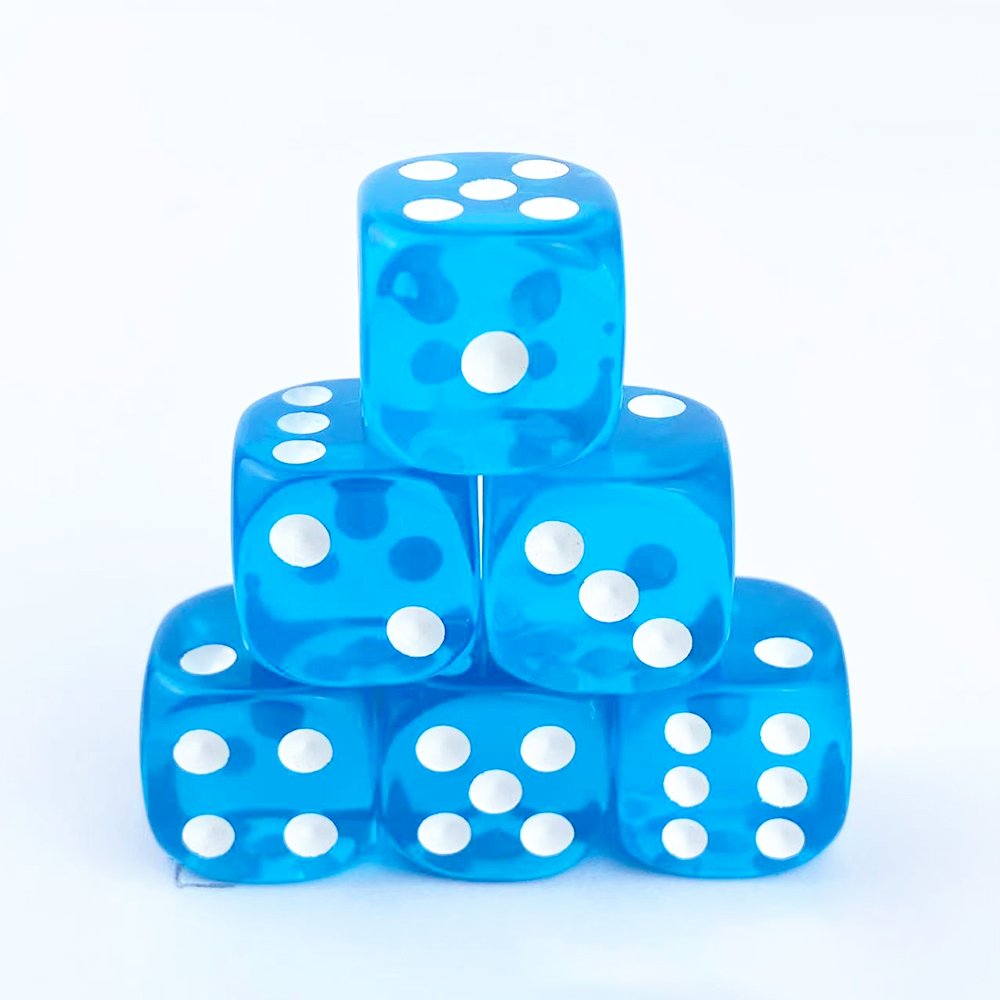 New D6 16mm Rounded Corners Custom Dice Transparent Color Acrylic Dice Game Board Game