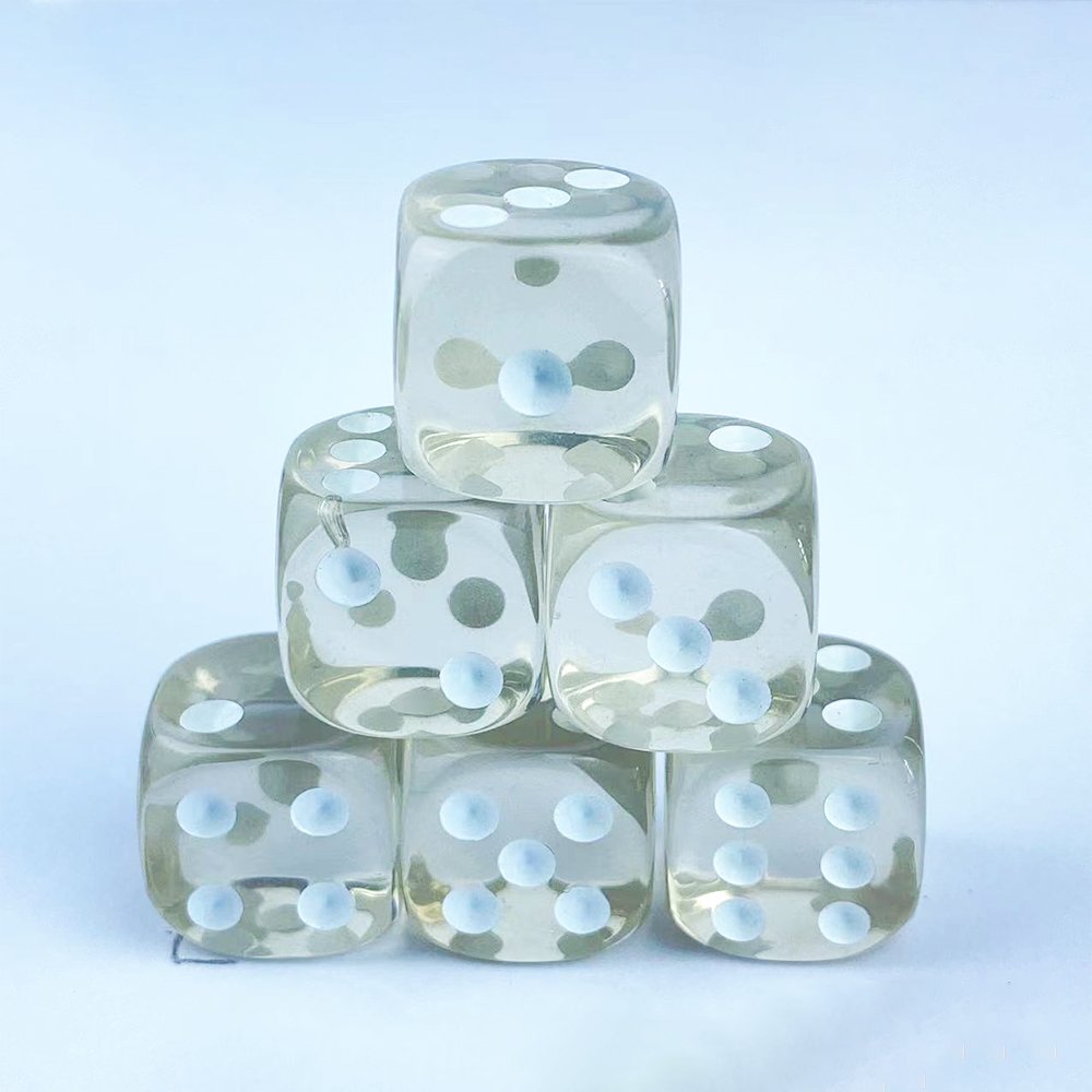 New D6 16mm Rounded Corners Custom Dice Transparent Color Acrylic Dice Game Board Game