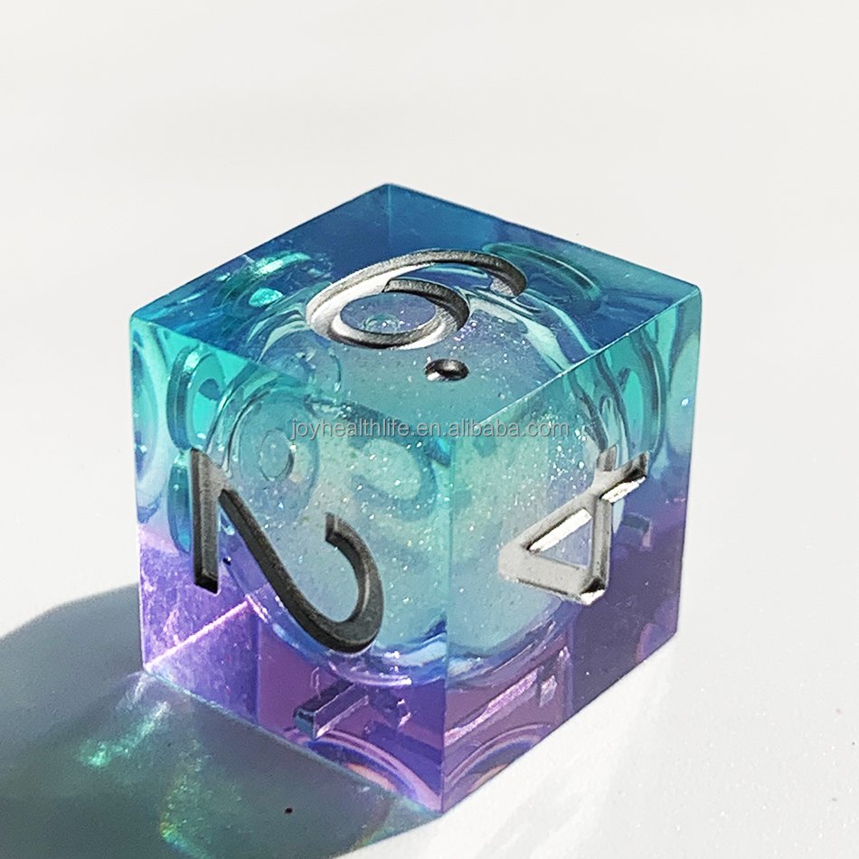 7pcs Dnd Resin Dice Set Sharp Edge Dices Rolling D20 Polyhedral Liquid Core Dungeons and Dragons Dice Handmade Crystal Green