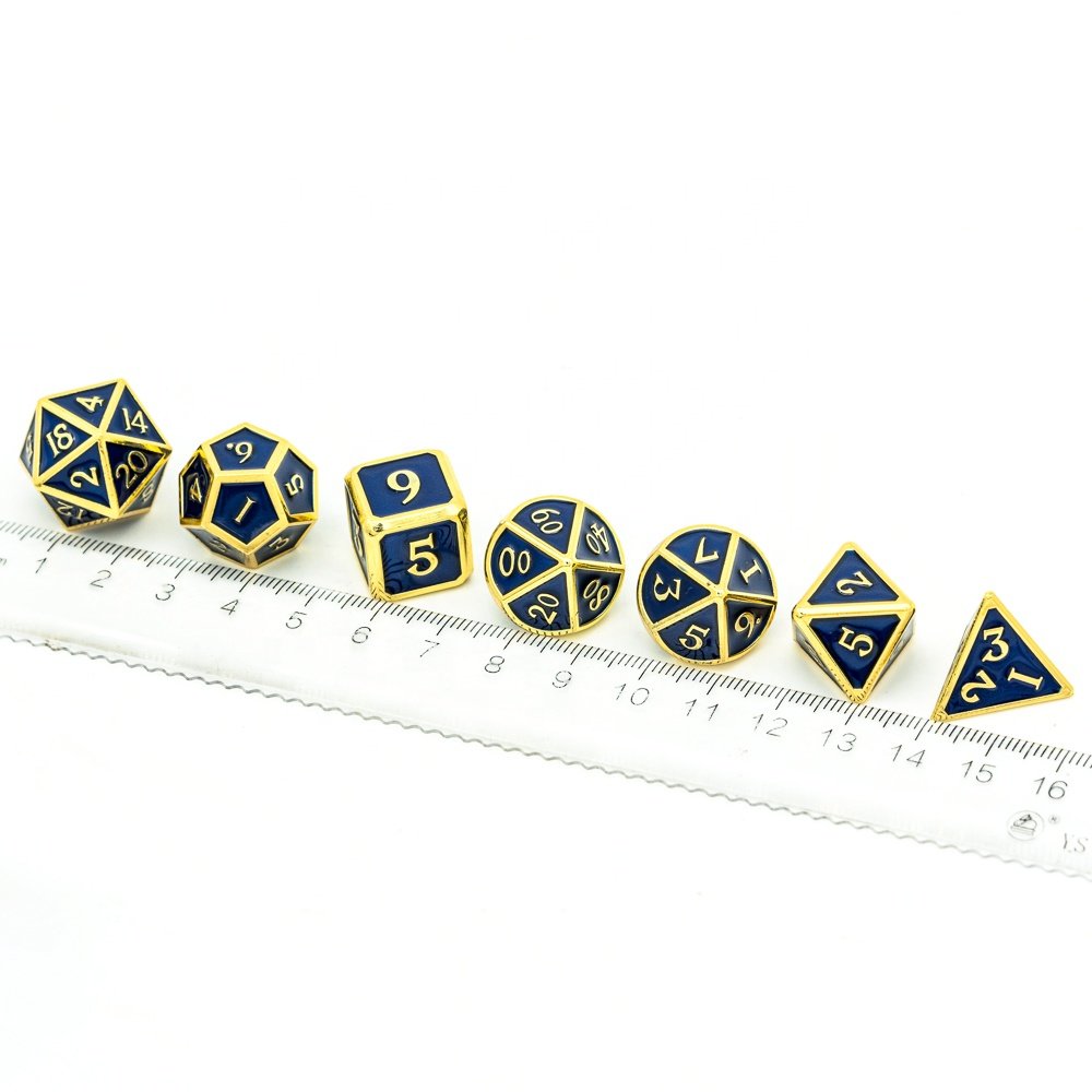 Udixi Polyhedral custom logo rpg dungeons and dragons metal dice game set Plating Sapphire Enamel