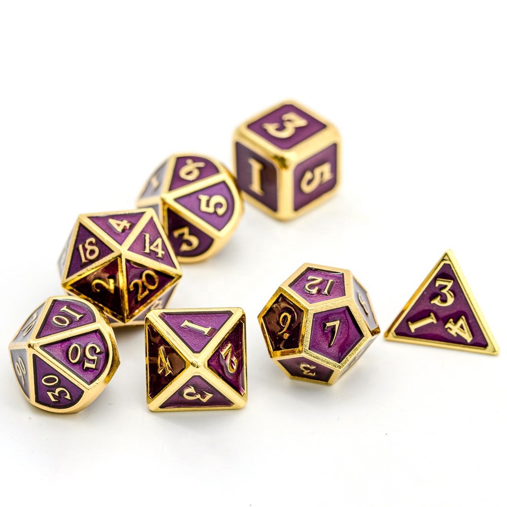 Udixi Polyhedral custom logo rpg dungeons and dragons metal dice game set Plating Sapphire Enamel