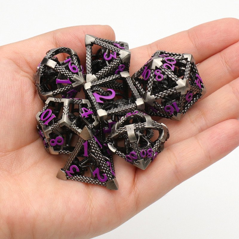 MINI PLANET 3D Octopus Metal DND Dice Set For TRPG Dungeons&Dragons Game Polyhedral Metal Hollow Dice Set Custom DND Dice Metal