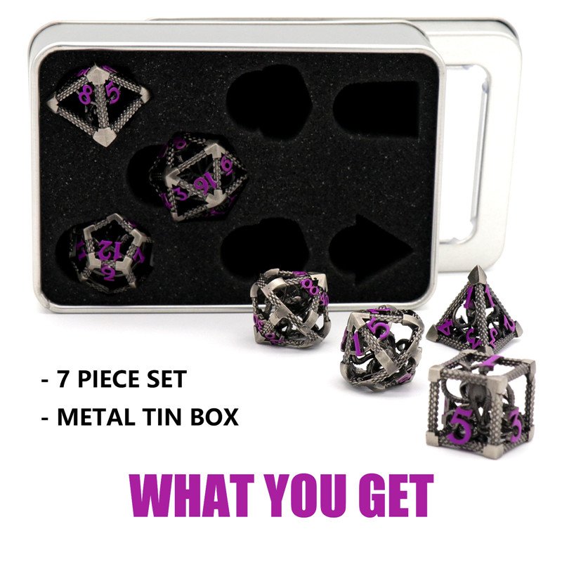 MINI PLANET 3D Octopus Metal DND Dice Set For TRPG Dungeons&Dragons Game Polyhedral Metal Hollow Dice Set Custom DND Dice Metal