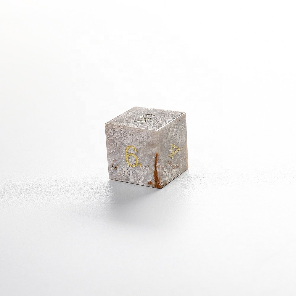 Custom Logo DND Dice Natural Stone Dice Set RPG Coral Fossil Dice For Dungeons And Dragons RPG