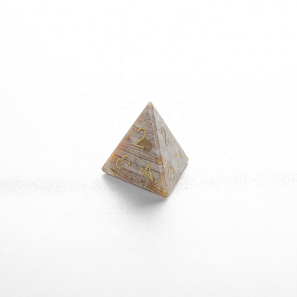 Custom Logo DND Dice Natural Stone Dice Set RPG Coral Fossil Dice For Dungeons And Dragons RPG
