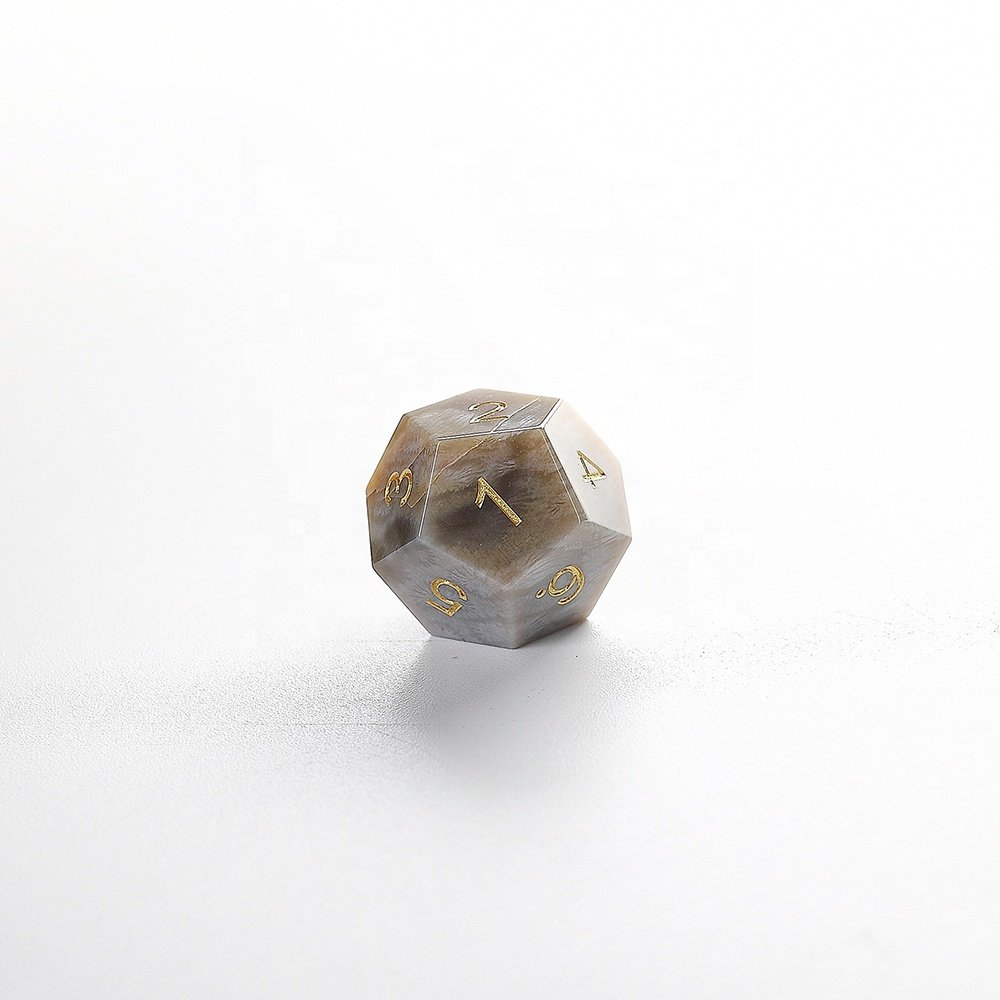 Custom Logo DND Dice Natural Stone Dice Set RPG Coral Fossil Dice For Dungeons And Dragons RPG