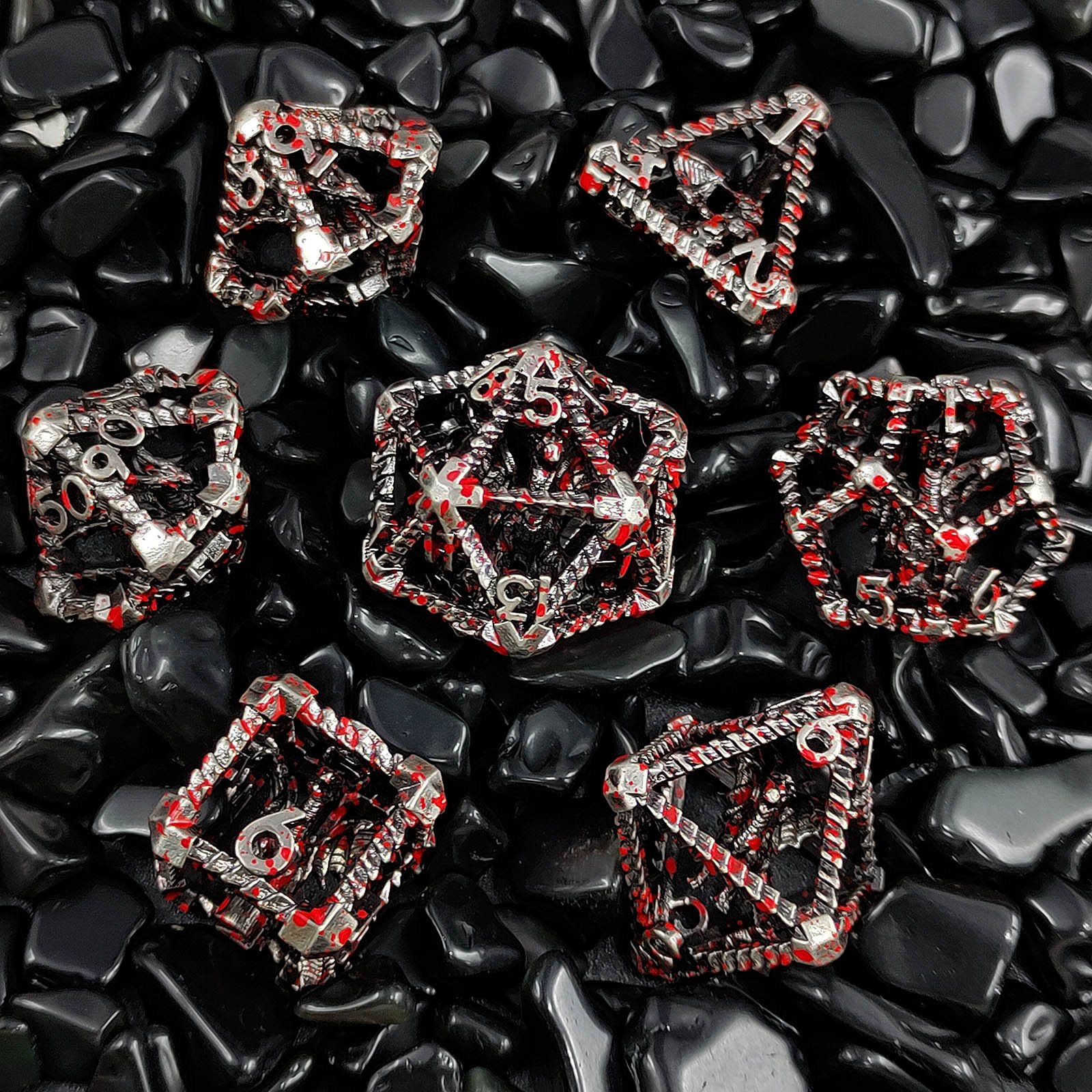Factory wholesale 7pcs DND Metal Hollow Dice Set - Unique Dragon Hollow Design For Role Playing Games