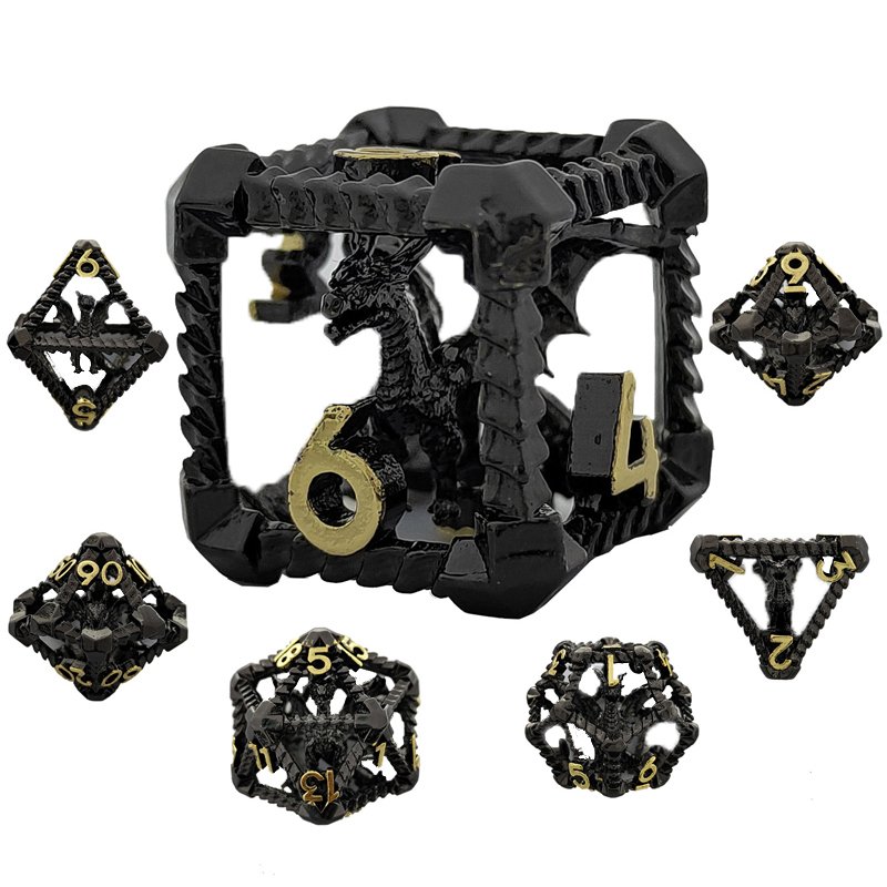 Factory wholesale 7pcs DND Metal Hollow Dice Set - Unique Dragon Hollow Design For Role Playing Games