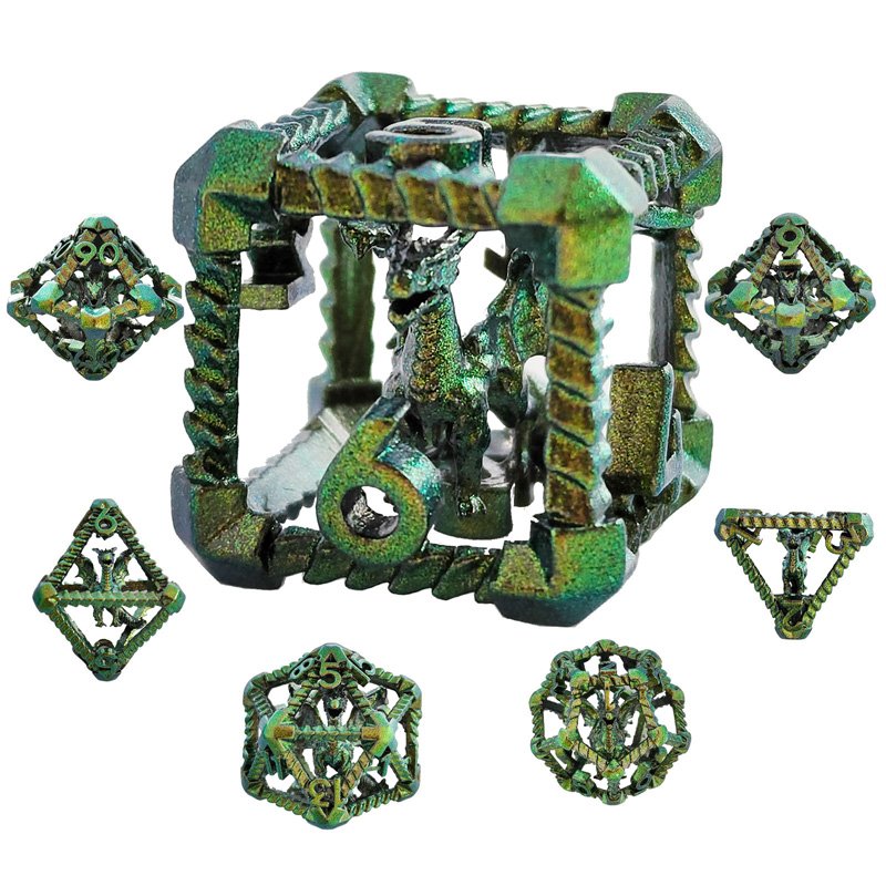 Factory wholesale 7pcs DND Metal Hollow Dice Set - Unique Dragon Hollow Design For Role Playing Games