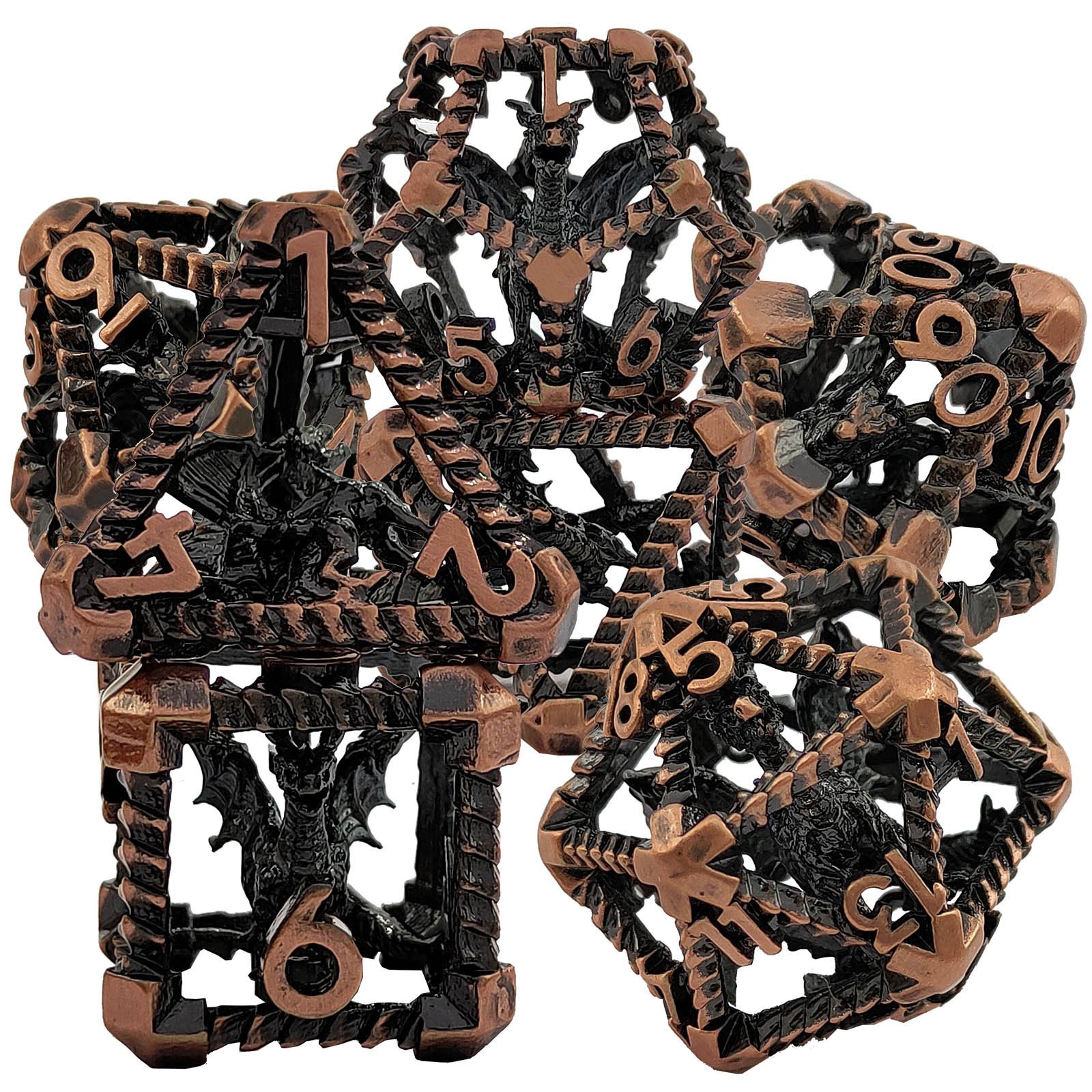 Factory wholesale 7pcs DND Metal Hollow Dice Set - Unique Dragon Hollow Design For Role Playing Games