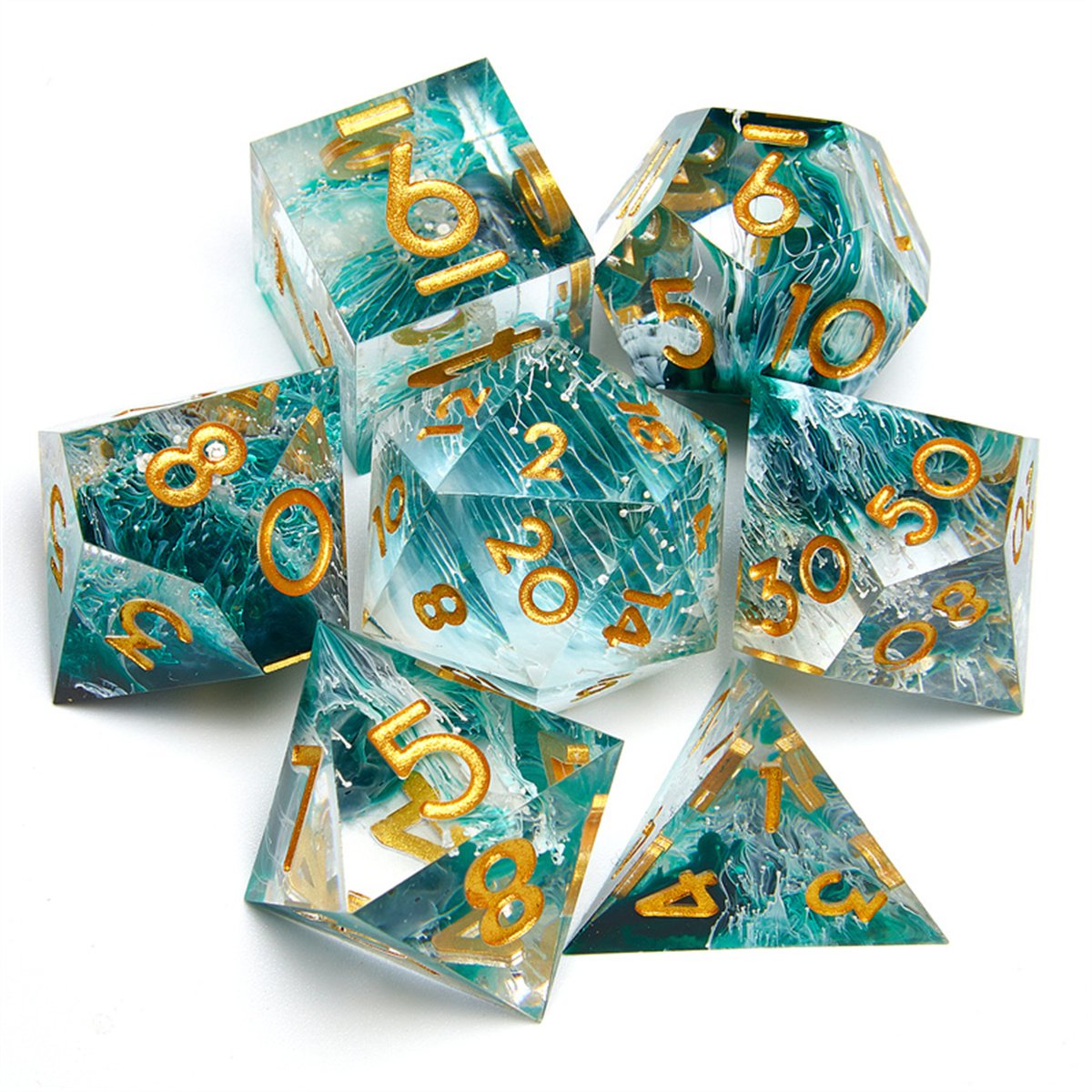Customized Logo Dragon and Dungeon MTG Board Game Dice Sharp Edge Role Playing DND Dice Set D&D 7-Block Polyhedral Dice Set