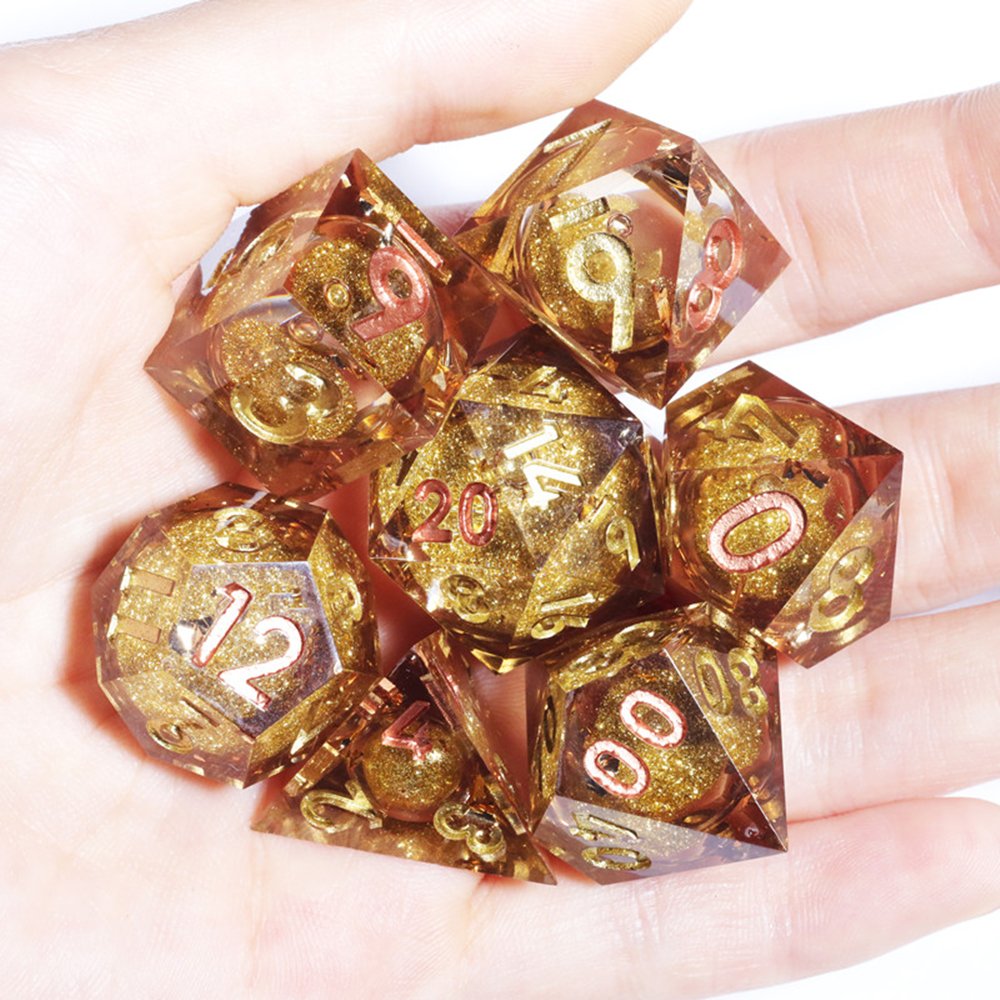 MINI PLANET Liquid Core Dice With Sharp Edges DND Dice Set 7pcs For TRPG Handmade Polyhedral Dice Set Custom and Wholesale D20