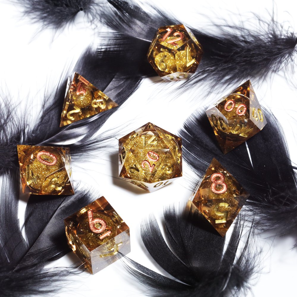 MINI PLANET Liquid Core Dice With Sharp Edges DND Dice Set 7pcs For TRPG Handmade Polyhedral Dice Set Custom and Wholesale D20