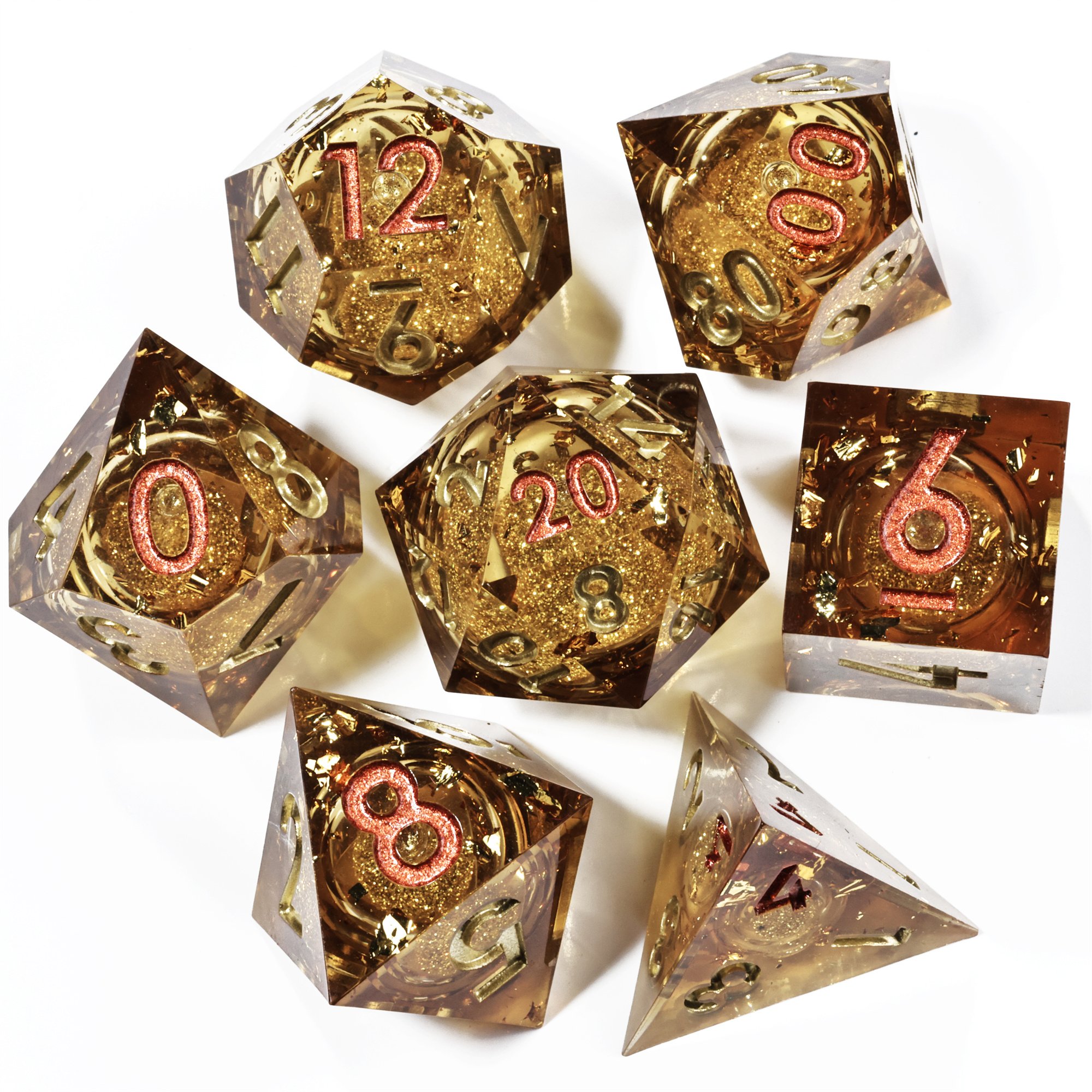 MINI PLANET Liquid Core Dice With Sharp Edges DND Dice Set 7pcs For TRPG Handmade Polyhedral Dice Set Custom and Wholesale D20