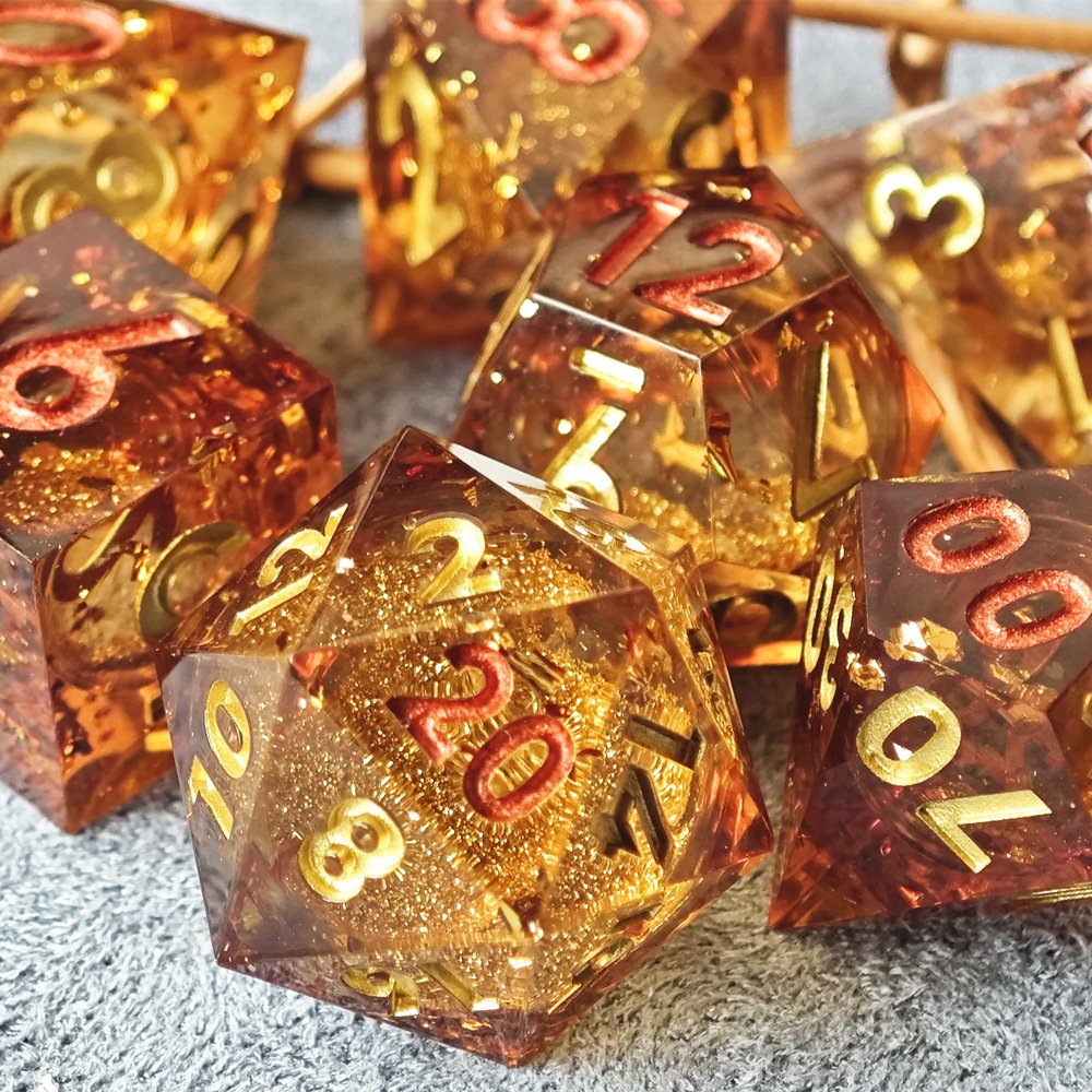 MINI PLANET Liquid Core Dice With Sharp Edges DND Dice Set 7pcs For TRPG Handmade Polyhedral Dice Set Custom and Wholesale D20