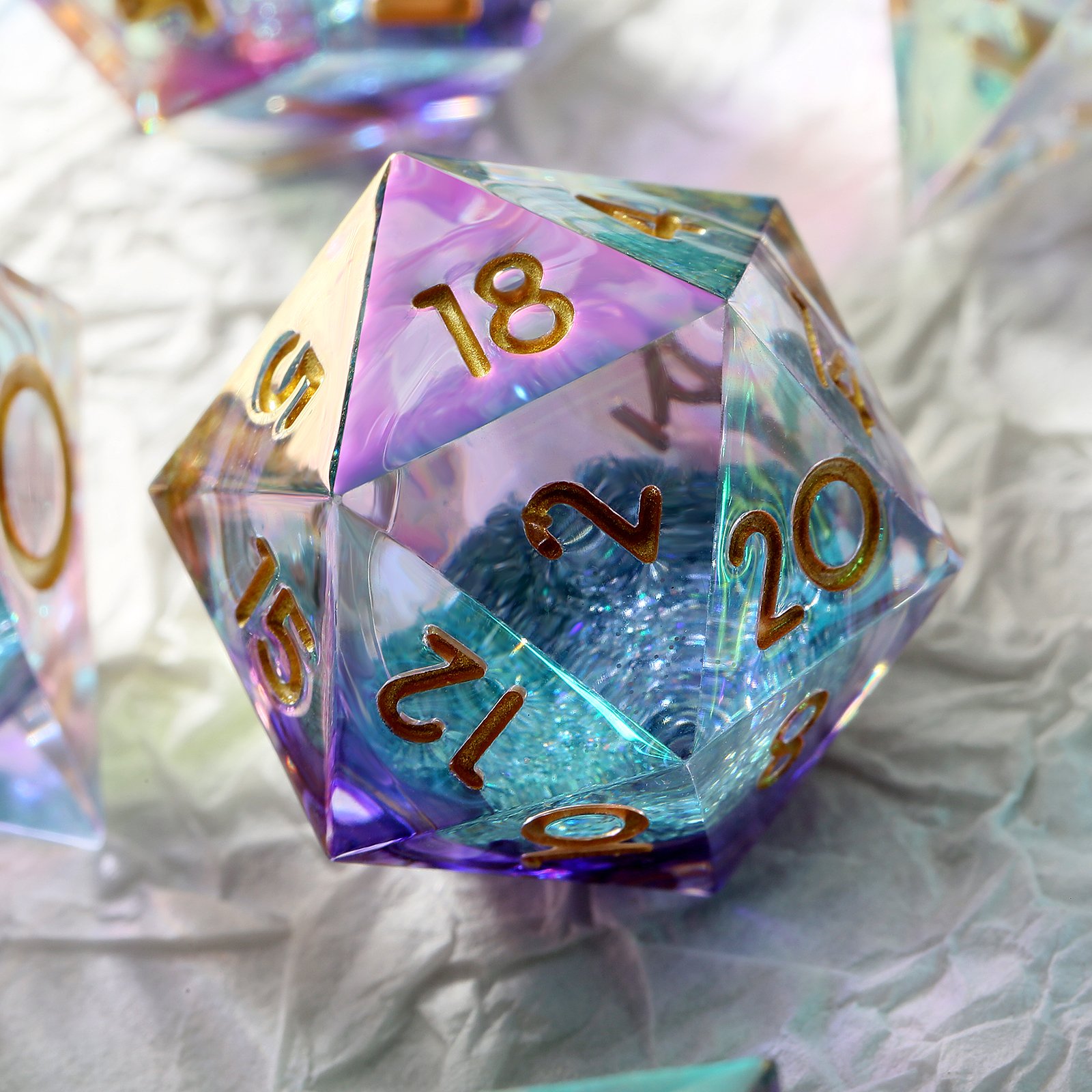 Custom Dnd Roll Dice Handmade Sharp Edge Resin Dice Liquid Core Dice Set D&D D4 D6 D8 D10 D100 D12 D20 for Dungeons and Dragons