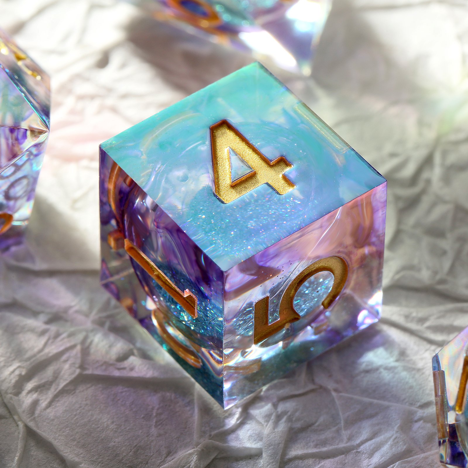 Custom Dnd Roll Dice Handmade Sharp Edge Resin Dice Liquid Core Dice Set D&D D4 D6 D8 D10 D100 D12 D20 for Dungeons and Dragons