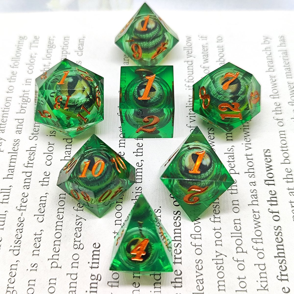 New Crocodile Tears Dice custom logo Dungeons & Dragons RPG set 7 Multi-sided liquid core resin for DND games