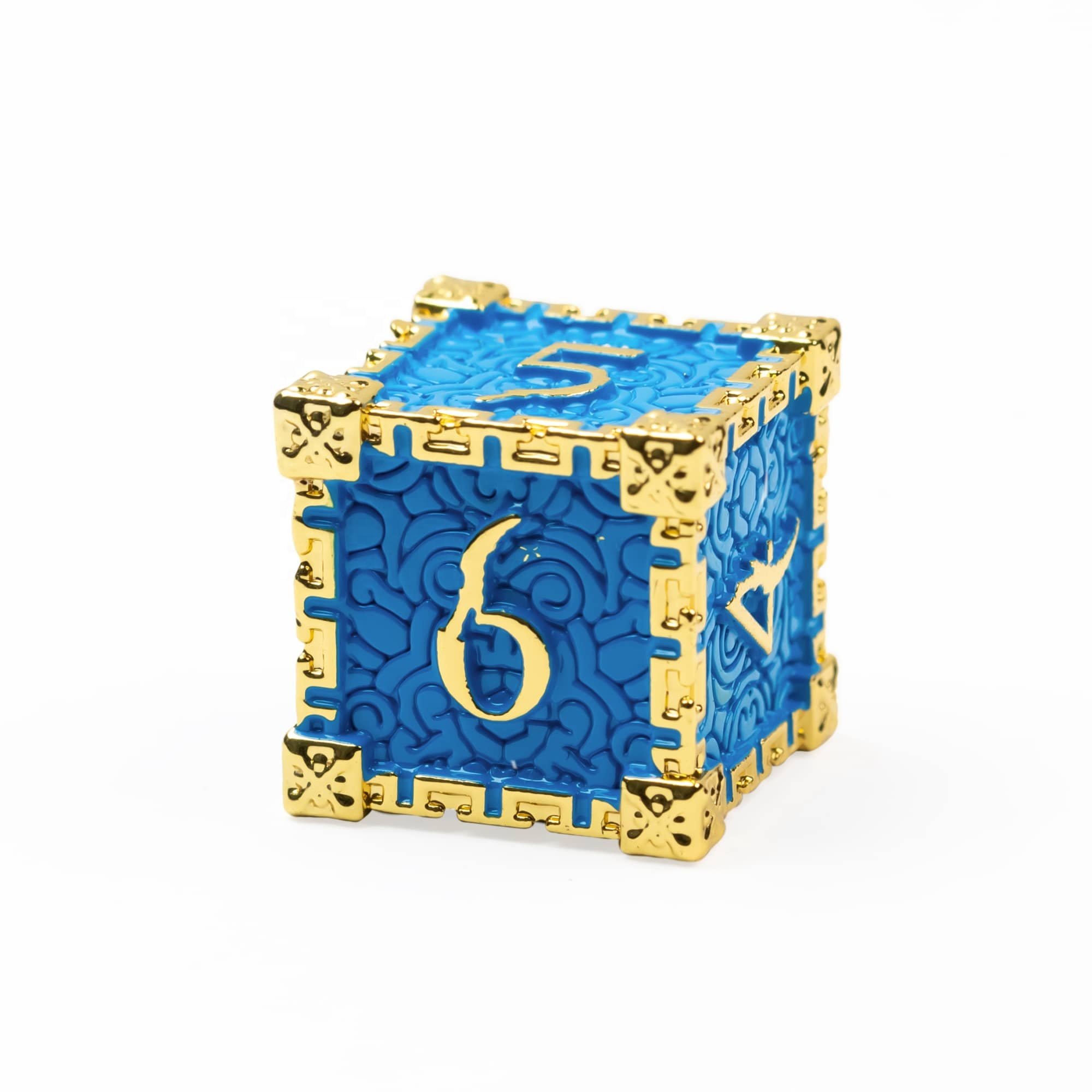 Udixi Polyhedral custom logo rpg dungeons and dragons metal dice game set gold&blue
