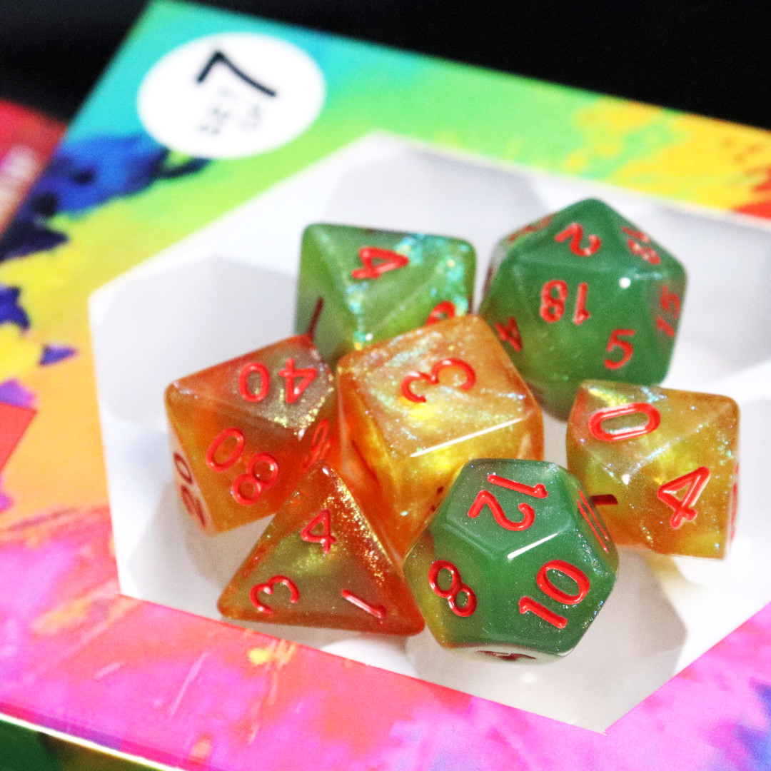 7pcs per set DND PRTG Polyhedron digital dice luminous fluorescent shinny dices set
