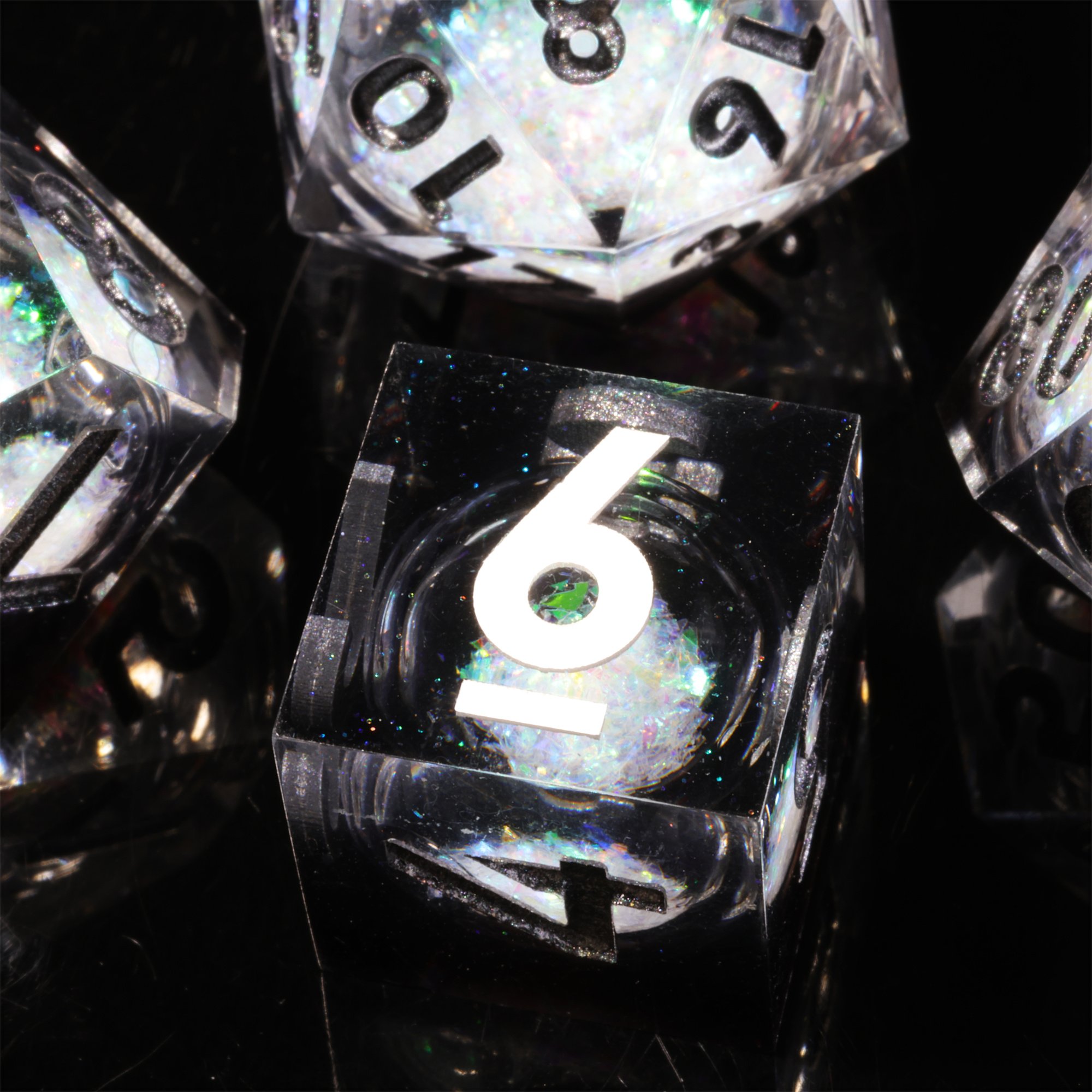 MINI PLANET Polyhedral Liquid Core Dice For TRPG Board Game DND Dice Set 7pcs Wholesale Custom Resin Dice With Sharp edges Games