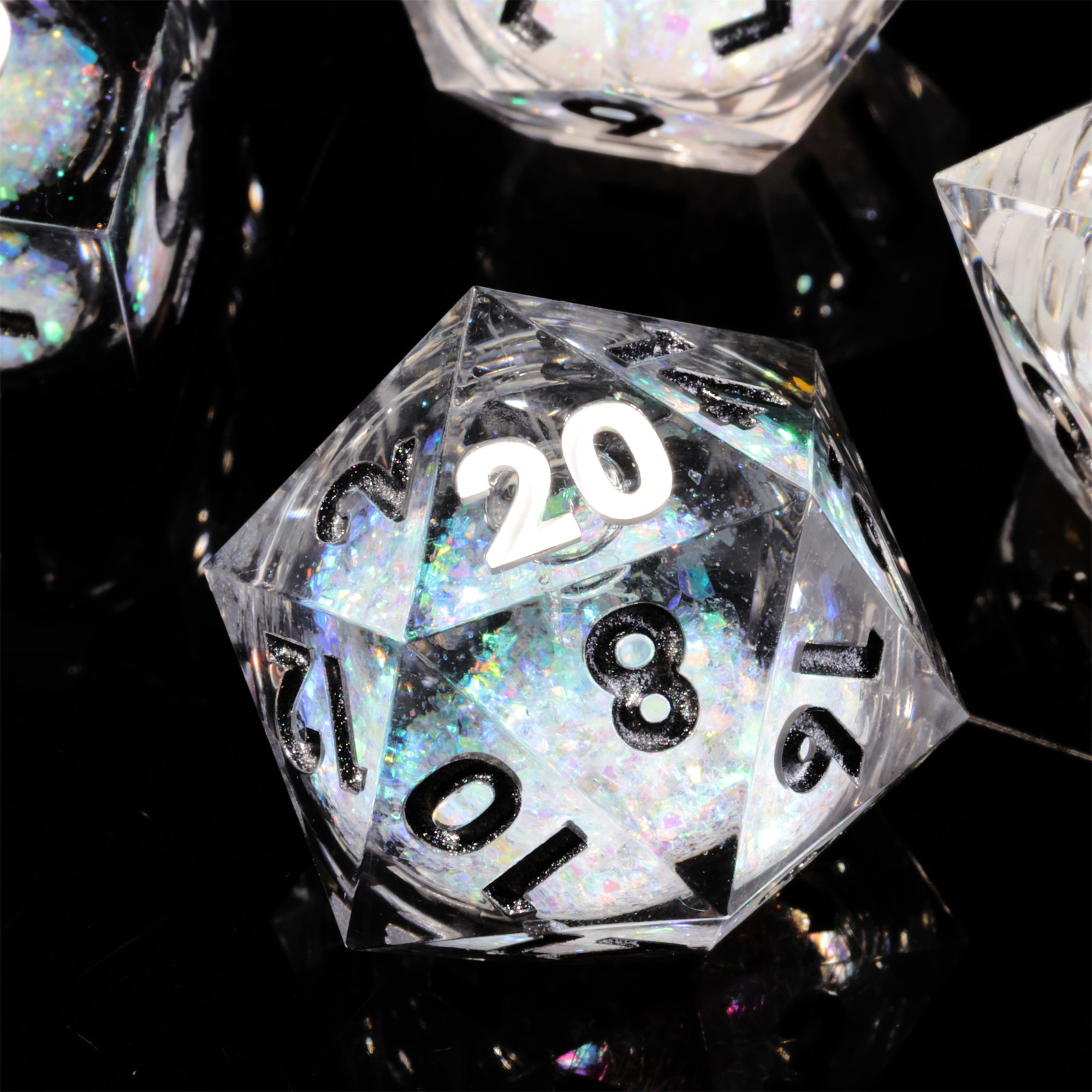 MINI PLANET Polyhedral Liquid Core Dice For TRPG Board Game DND Dice Set 7pcs Wholesale Custom Resin Dice With Sharp edges Games