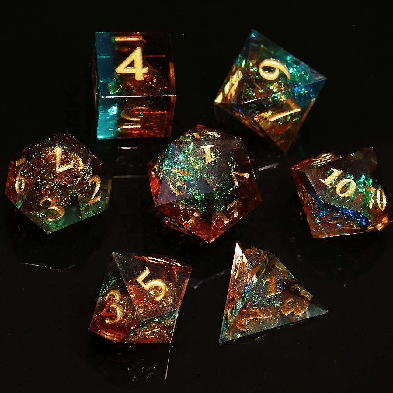 7pcs/set of gem resin dice DND RPG role playing board game entertainment dice support customization