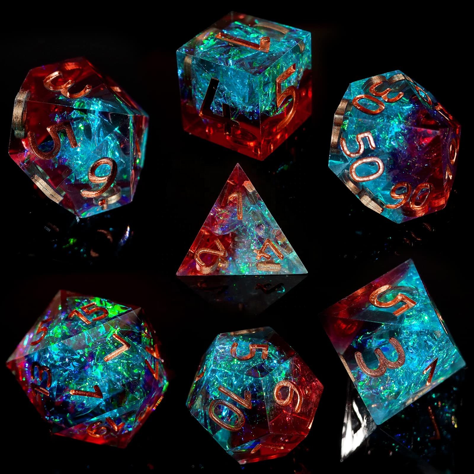 7pcs/set of gem resin dice DND RPG role playing board game entertainment dice support customization