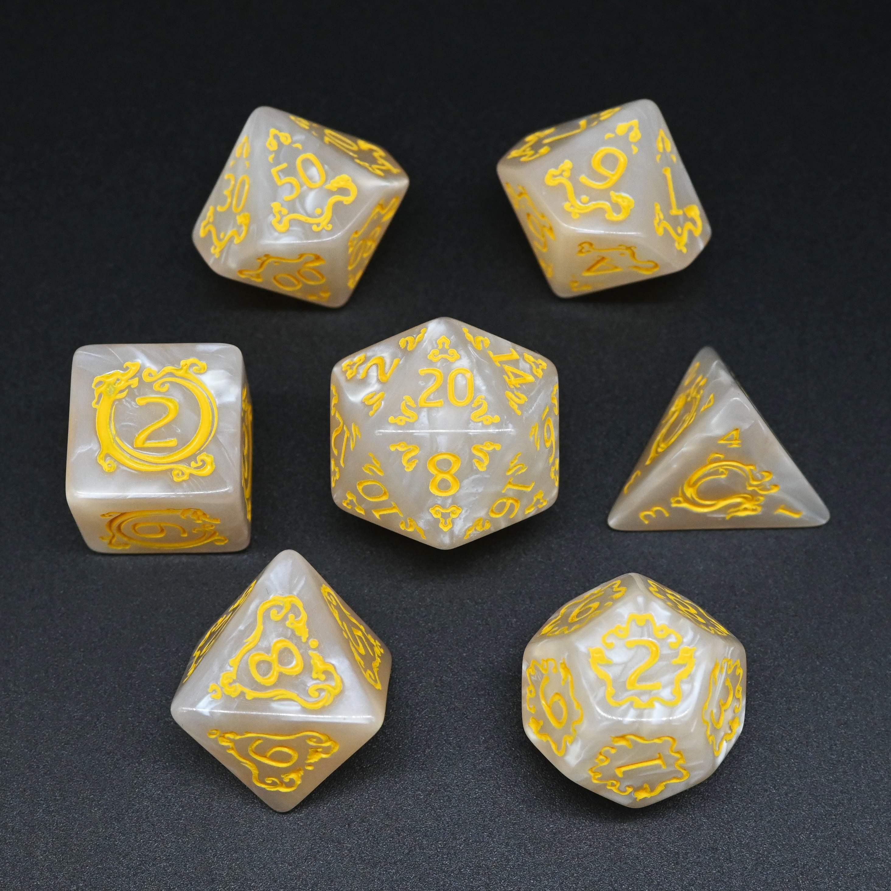 New Year Dragon Pattern D6 Marble Polyhedral Plastic Acrylic DND Dice for Souvenir Gift
