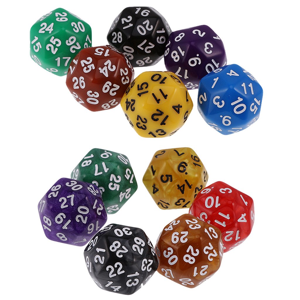 High quality colorful 30 sided dice engraving durable colorful polyhedral dice custom color for