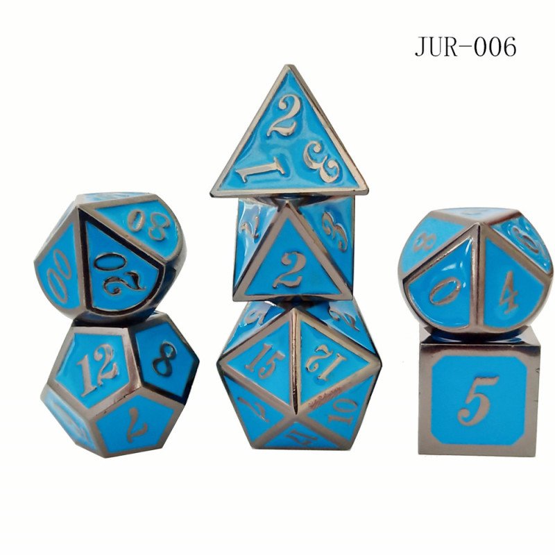 Custom polyhedral dice dnd metal gift set rpg electroplating manufacturers metal dice set for gambling
