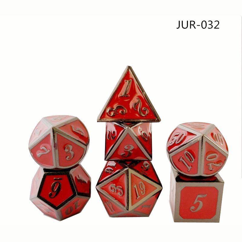 Custom polyhedral dice dnd metal gift set rpg electroplating manufacturers metal dice set for gambling