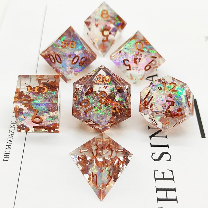 manufacturers custom wholesale d20 acrylic dnd transparent gemstone dice bag trayresin game rpg polyhedral sharp edge dice