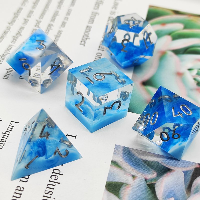 manufacturers custom wholesale d20 acrylic dnd transparent gemstone dice bag trayresin game rpg polyhedral sharp edge dice