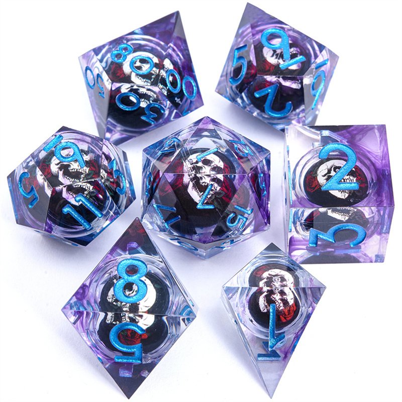 Dnd game player's beautiful and popular Christmas liquid core resin sharp edge dice set