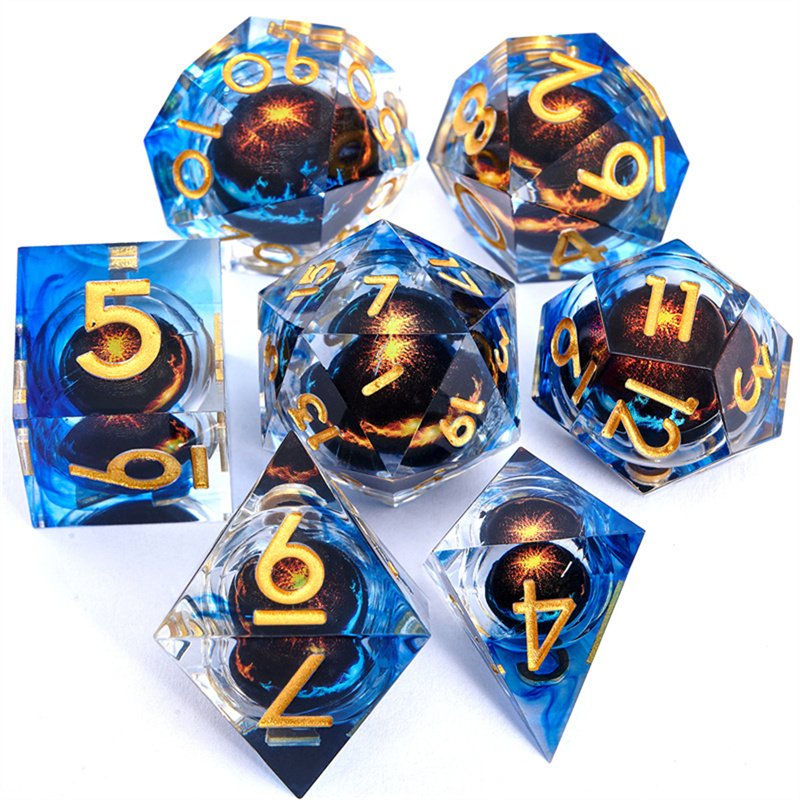 Dnd game player's beautiful and popular Christmas liquid core resin sharp edge dice set