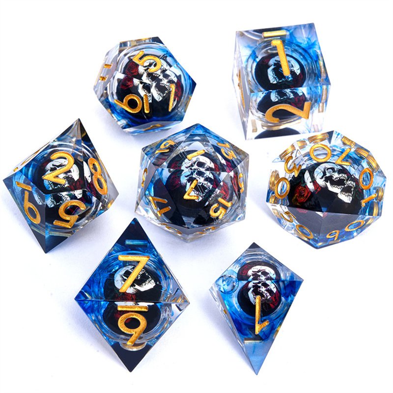 Dnd game player's beautiful and popular Christmas liquid core resin sharp edge dice set