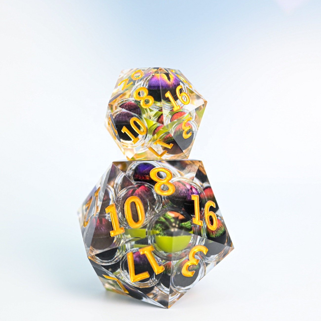 Large D20 Multiple Dragon Eye Sharp Edge Beautiful Color Resin DnD Dice for RPG Game