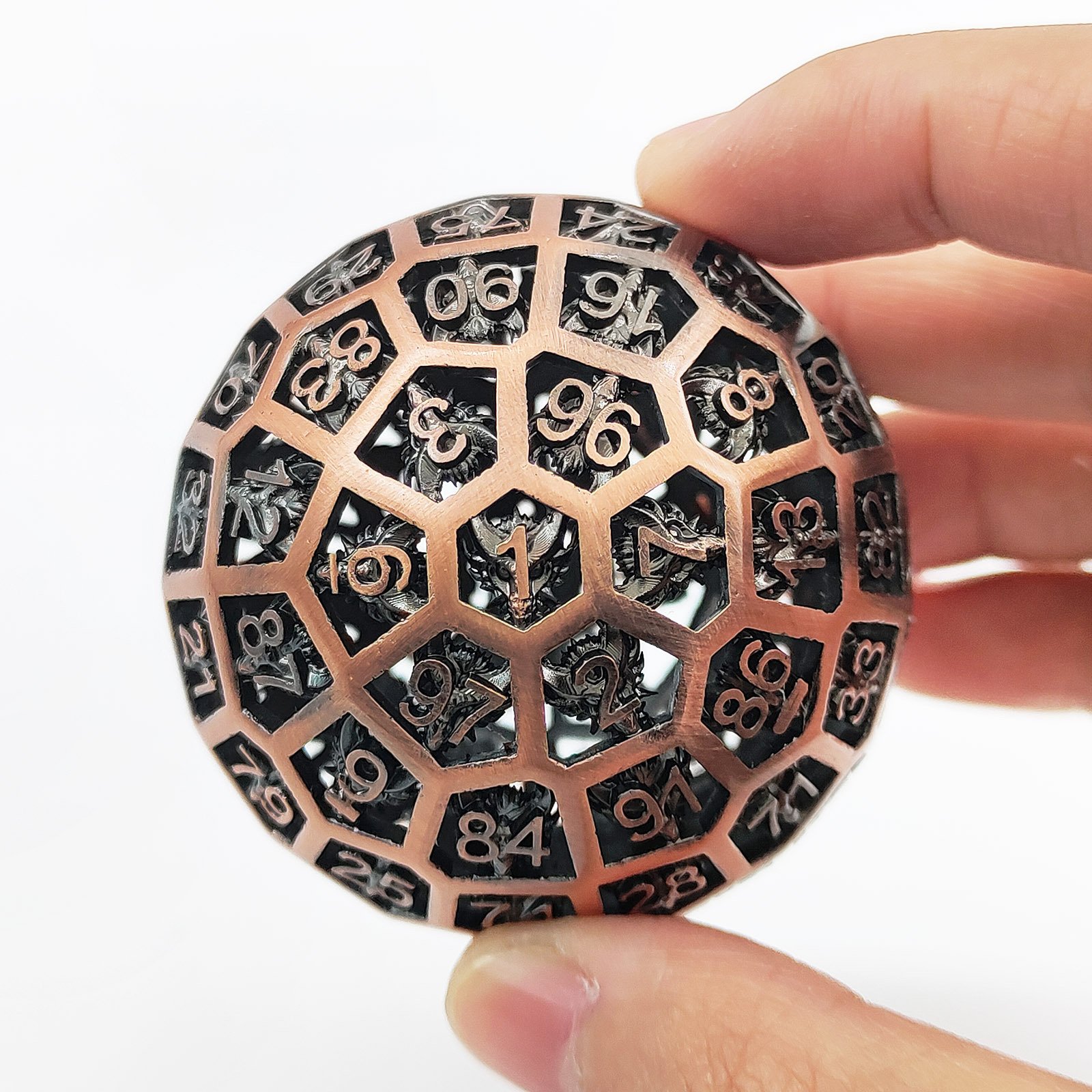 Mini Planet Wholesale RPG Board Games Handmade Hollow Copper Circle Dice Custom round D20 for DND MTG Metal Material
