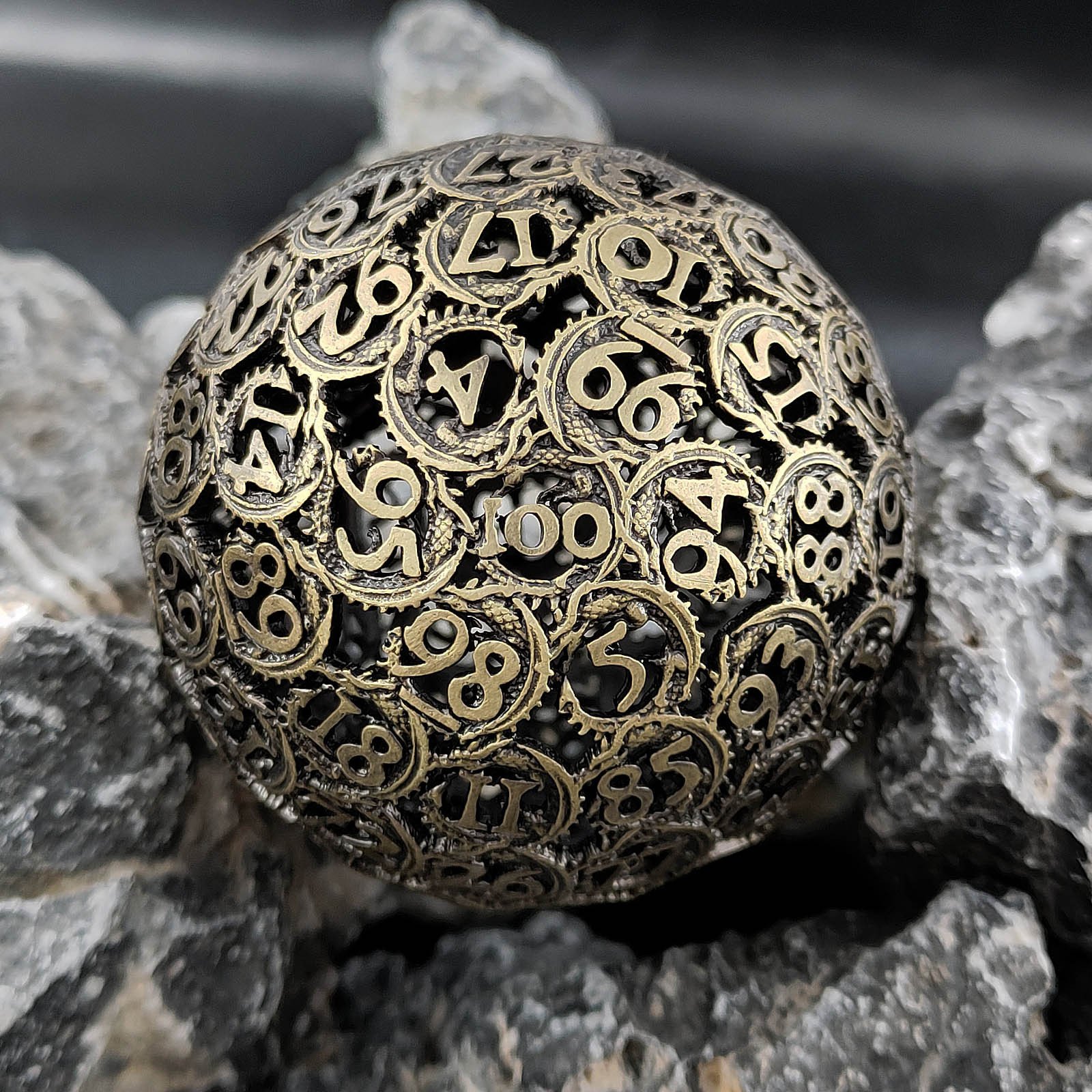 Mini Planet Wholesale RPG Board Games Handmade Hollow Copper Circle Dice Custom round D20 for DND MTG Metal Material