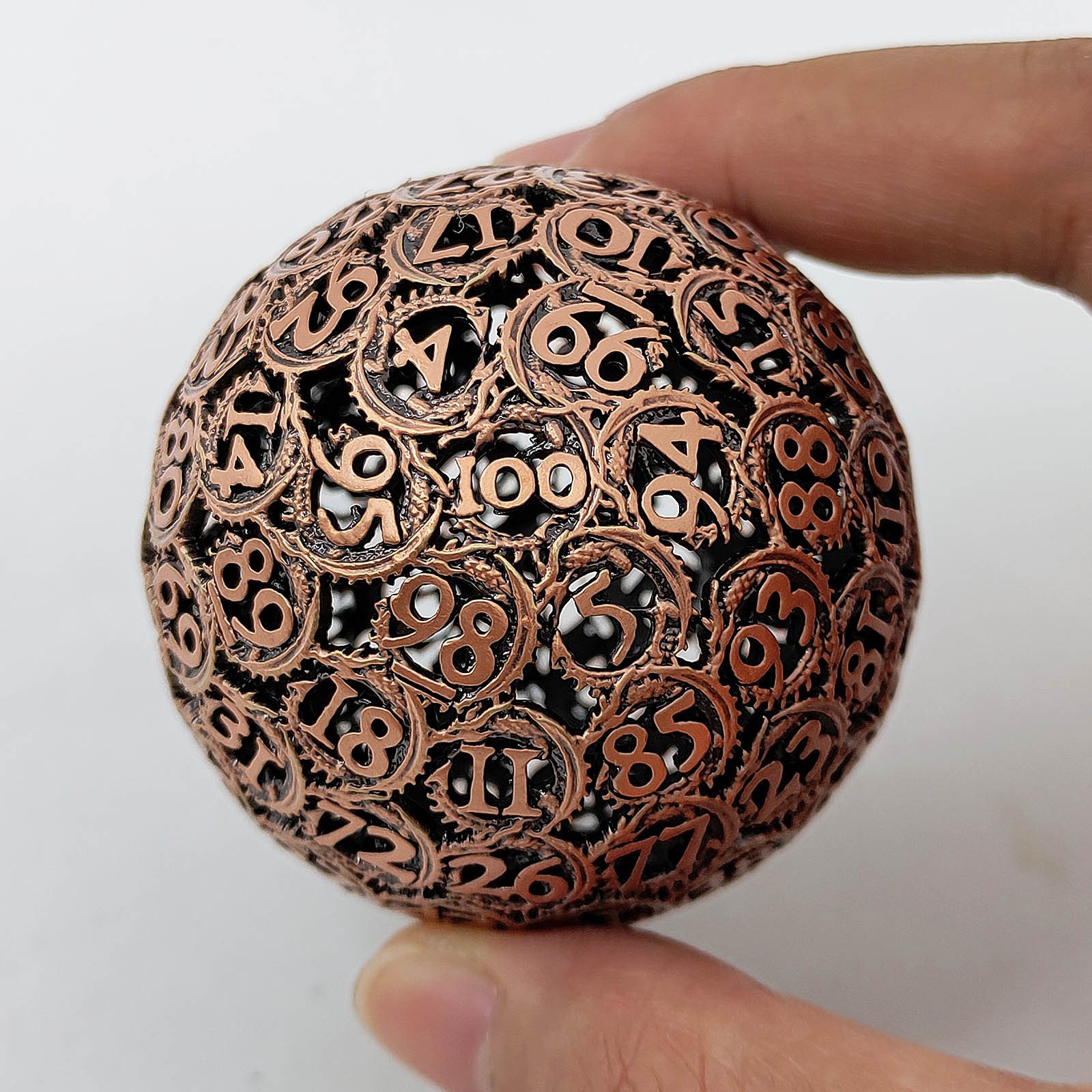 Mini Planet Wholesale RPG Board Games Handmade Hollow Copper Circle Dice Custom round D20 for DND MTG Metal Material