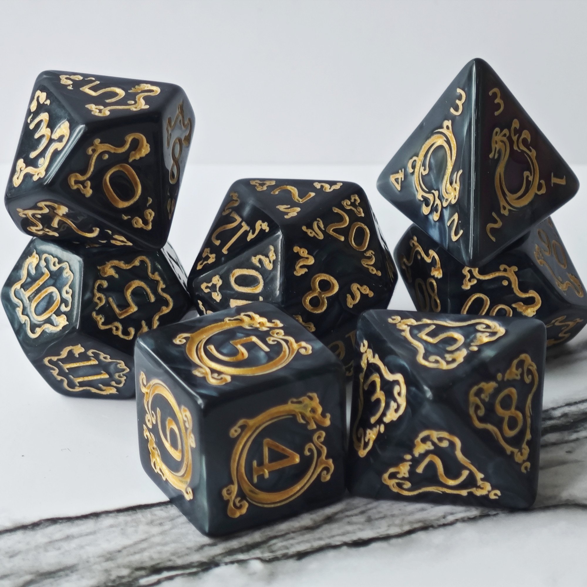MINI PLANET DND Dice Set Polyhedral Dungeons and Dragons Acrylic Colored Dice Set For TRPG Wholesale Acrylic Plastic Dice Green